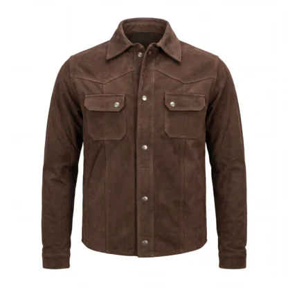 Camisa de Piel Nobuck Para Caballero Corte Slim Fit