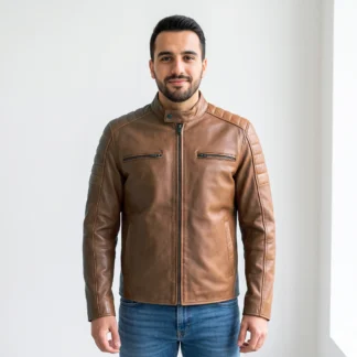 Chamarra de piel para caballero modelo Axel