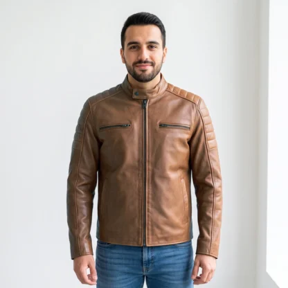 Chamarra de Piel de Borrego Veteado Axel Corte Slim Fit