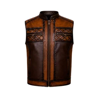 Chaleco de Piel de Borrego Para Caballero Bitono Modelo Ian Corte Regular