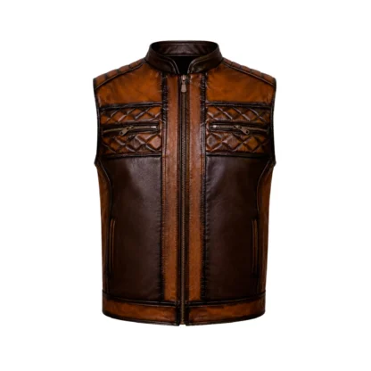 Chaleco de Piel de Borrego Para Caballero Bitono Modelo Ian Corte Regular