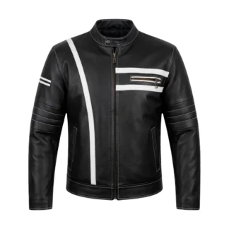 Chamarra de Piel para Caballero Modelo Cougar Combinada Corte Slim Fit