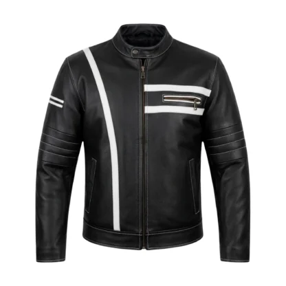 Chamarra de Piel para Caballero Modelo Cougar Combinada Corte Slim Fit