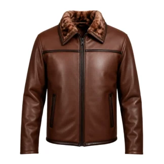Chamarra de Piel para Caballero  Modelo Dario Con Borrega Corte Regular