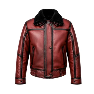 Chamarra de piel de borrego bomber para dama, modelo Emma, vista frontal