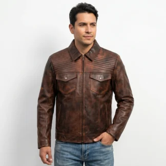 Chamarra de piel para caballero modelo Ezequiel