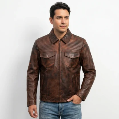 Chamarra de Piel de Borrego para Caballero Modelo Ezequiel Bitono Corte Slim Fit
