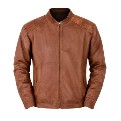 Chamarra de Piel de Borrego Crackelada para Caballero Modelo Gael Corte Slim Fit