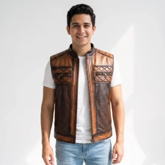 Chaleco de piel para caballero modelo Ian