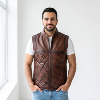 Chaleco de piel para caballero modelo Jaziel