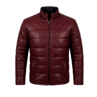 Chamarra de piel de borrego acolchada para caballero, modelo Julian, vista frontal