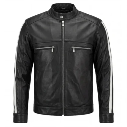 Chamarra de Borrego Para Caballero Modelo Lenni Con Franjas Corte Slim Fit