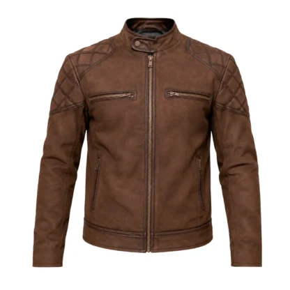 Chamarra de Piel para Cabbalero Modelo Oliver Nobuck Corte Slim Fit